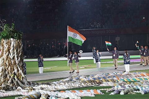 Pramod Bhagat and Simran Sharma lead India's contingent as flag-bearers at the Asian Para Games 2026 opening ceremony in Japan.