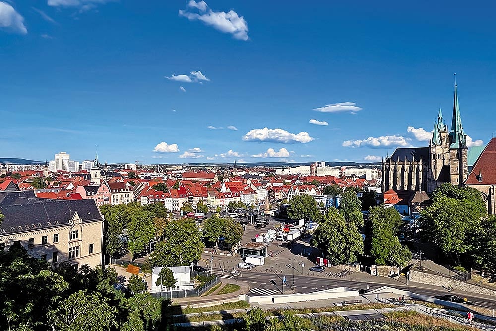 Spires and steeples dominate the skyline of Erfurt’s Old Town