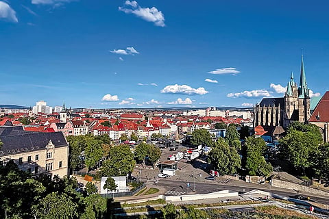 Splendid View: Spires and steeples dominate the skyline of Erfurt’s Old Town