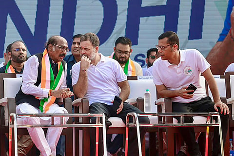 In this image received on Oct. 18, 2026, Leader of Opposition in the Lok Sabha Rahul Gandhi and others during 'Goy Rakhonn Yatra', in Margao, Goa.