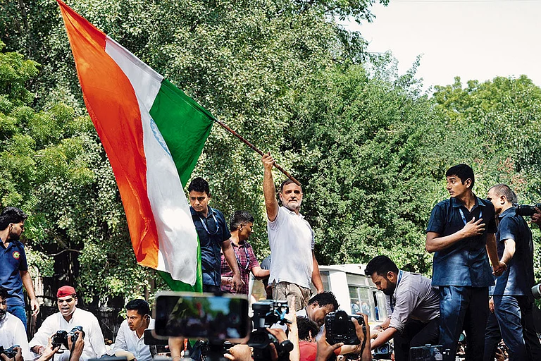 Taking Charge: Leader of the Opposition Rahul Gandhi at a protest march - | Photo: Tribhuvan Tiwari