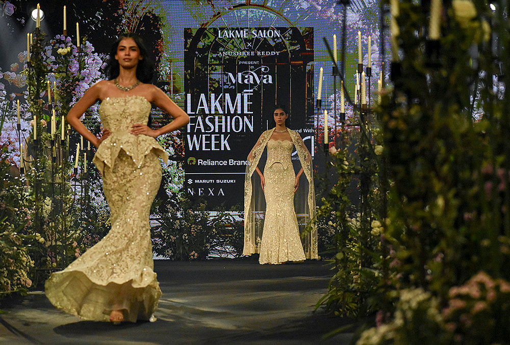 Models present designer Anushree Reddys collection MAYA