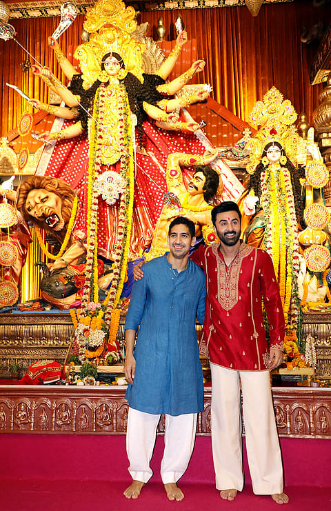 Bollywood actor Ranbir Kapoor at the 80th North Bombay Sarbojanin Durga Puja 2026 during the festival, in Mumbai, Saturday, Oct. 17, 2026. 
