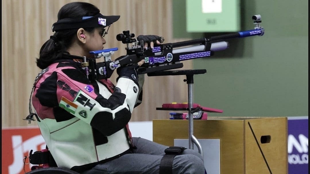 Avani Lekhara in action during the women's 10m air rifle standing SH1 final in Nagoya at the Asian Para Games on October 19 - | Photo: SAI Media