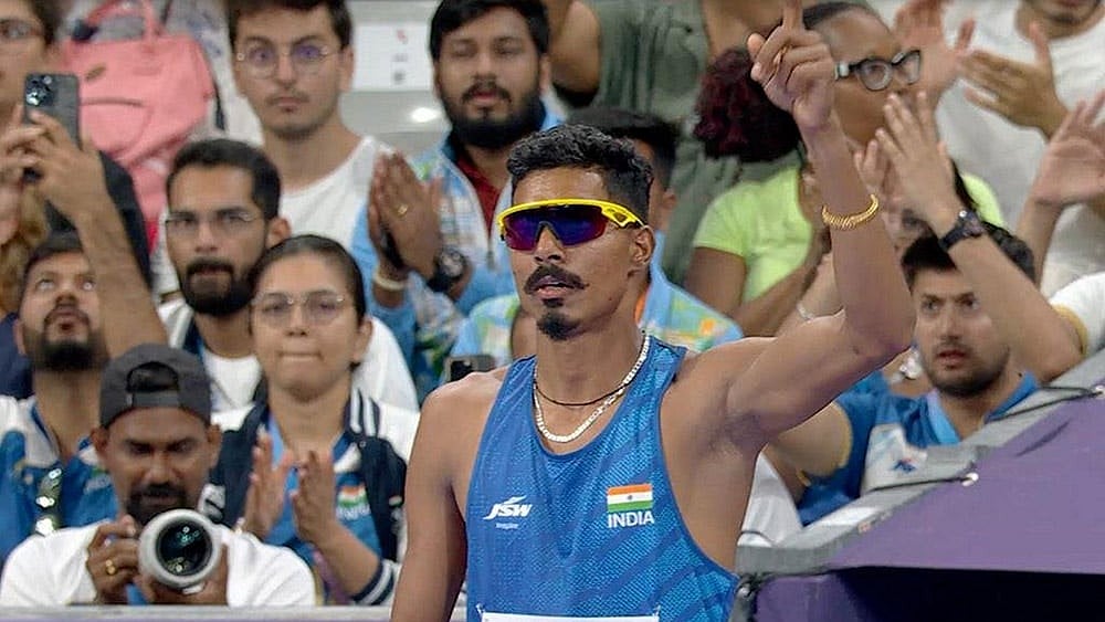 2024 Paris Paralympics: Para athlete Nishad Kumar competes in the men's high jump T47 event  - | Photo: PTI