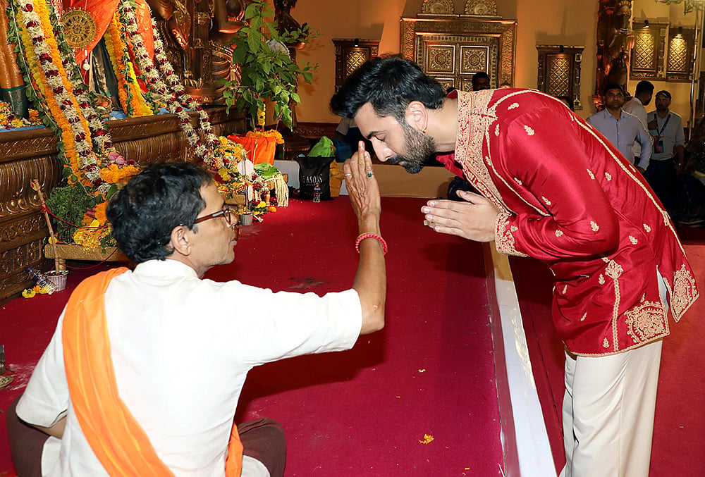 Bollywood actor Ranbir Kapoor at the 80th North Bombay Sarbojanin Durga Puja 2026 during the festival, in Mumbai, Saturday, Oct. 17, 2026. 
 - | Photo: PTI 