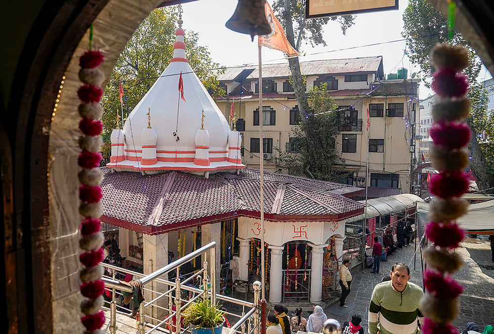 People at Durga Nag Temple in Srinagar