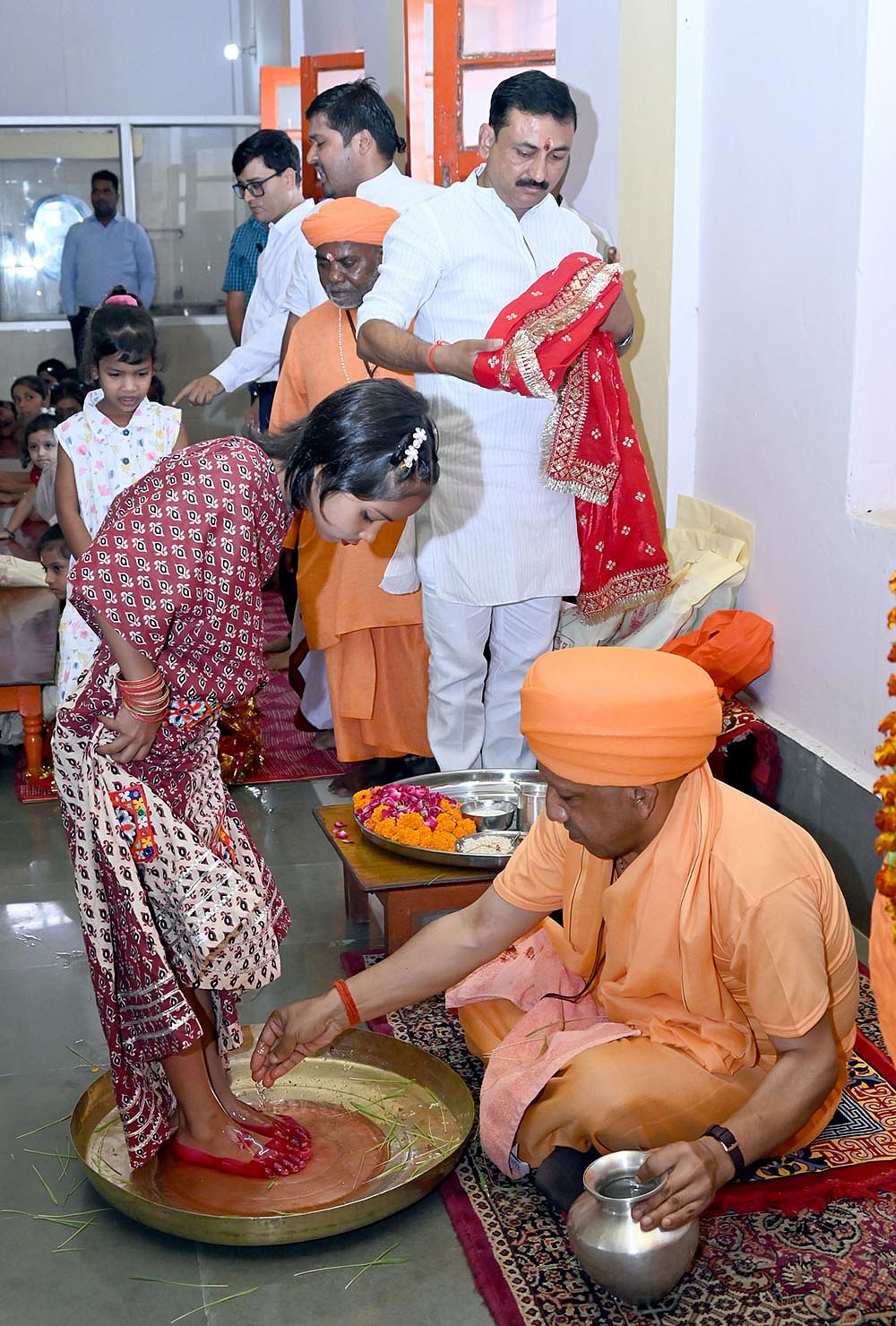 UP CM Yogi performs Kanya Pujan at Gorakhnath Temple