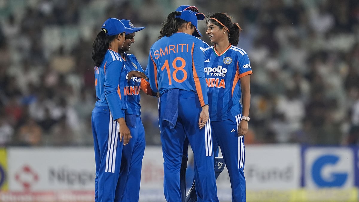Indian women players celebrating after taking a wicket during IND-W vs ZIM-W 3rd T20I in Raipur - X/BCCIWomen