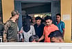 Tiger Shroff Firing Probe: Four More Held In Mumbai Weapon Supply Case | Photo: PTI : Three accused, including Ritik alias Roshan from Begusarai in Bihar and Rehan from Haryana's Sonipat, being brought out of Railway Colony Police Station after they were picked up from a train on Monday, a day after the firing at Bollywood actor Tiger Shroff's car in Mumbai's Juhu area, in Kota. The actor escaped relatively unhurt, while his driver and a bystander were injured.