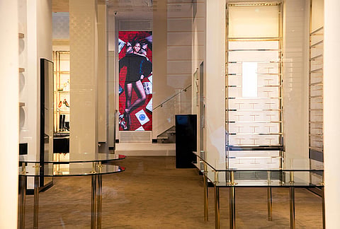 Luxury shops remain closed with windows emptied in Via Monte Napoleone street a day after rioters clashed with police, looted stores and set property on fire, in Milan, Italy, Monday, Oct. 19, 2026.
