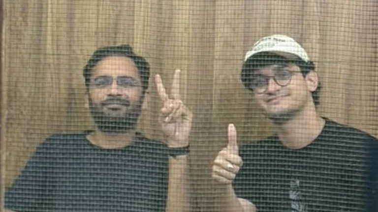 CJP Co-Conveners Ashutosh Ranka and Saurav Das (L- R) - | Photo: @abhijeet_dipke/X via PTI