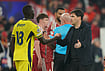 Wirtz And Mac Allister Lead Reds To Champions League Triumph | Photo: AP/Ian Hodgson : Liverpool's manager Andoni Iraola, right, greets Villarreal's Pape Gueye after the Champions League opening phase soccer match between Liverpool and Villarreal in Liverpool, England, Tuesday, Oct. 20, 2026.
