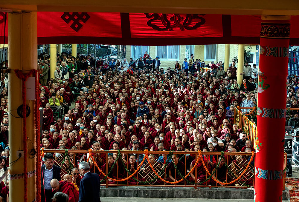 Prayer gathering at Main Tibetan Temple