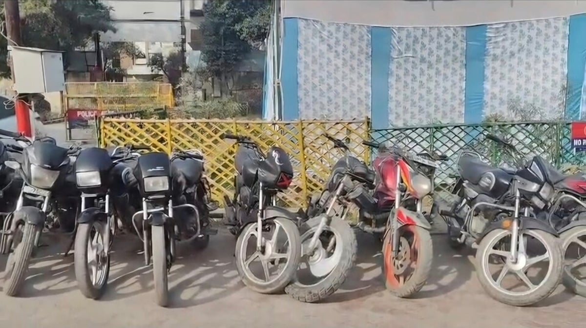 Stolen Motorcycles Lined Up Following Their Recovery By Delhi Police  - Special Arrangement
