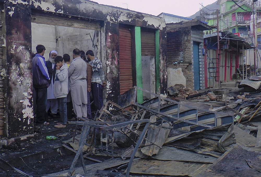 Aftermath of fire incident in Doda