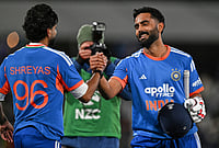 | Photo: Andrew Cornaga/Photosport via AP : India's Naman Dhir, right, shakes hands with his captain Shreyas Iyer, left, following the T20 cricket international between New Zealand and India in Christchurch, New Zealand, Thursday, Oct. 22, 2026. 