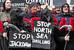In Photos: Climate Activists Protest Britain’s North Sea Gas Project | Photo: AP/Kirsty Wigglesworth : Activists protest against the government's approval of a natural gas project off Scotland's coast at the Department for Energy Security and Net Zero in London, Wednesday, Oct. 21, 2026.