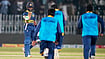 Anjum Naveed/AP Photo : Sri Lanka's Janith Liyanage, left, and teammates celebrate after playing the winning run during the tri-series one-day international cricket match between Sri Lanka and England, in Rawalpindi.