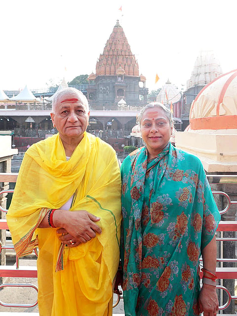 Mizoram Governor General VK Singh along with his wife Bharti Singh during a visit to Mahakaleshwar temple, in Ujjain, Madhya Pradesh.
