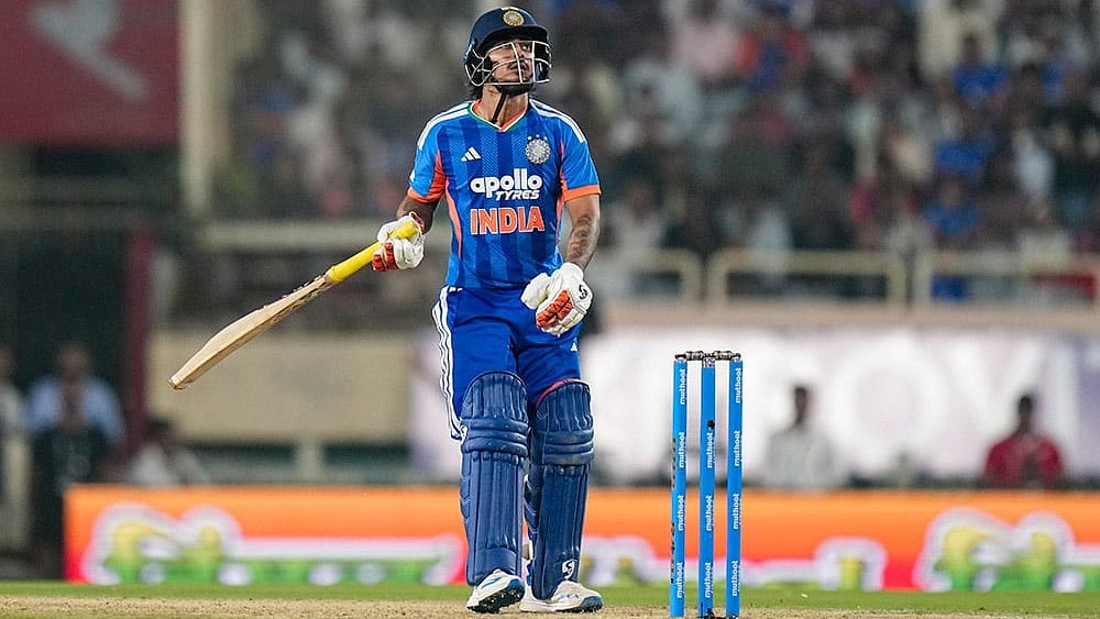 | Photo: PTI/Salman Ali : India's Ishan Kishan looks on during the second T20I cricket match of a series between India and West Indies, in Ranchi, Jharkhand, Friday, Oct. 9, 2026.