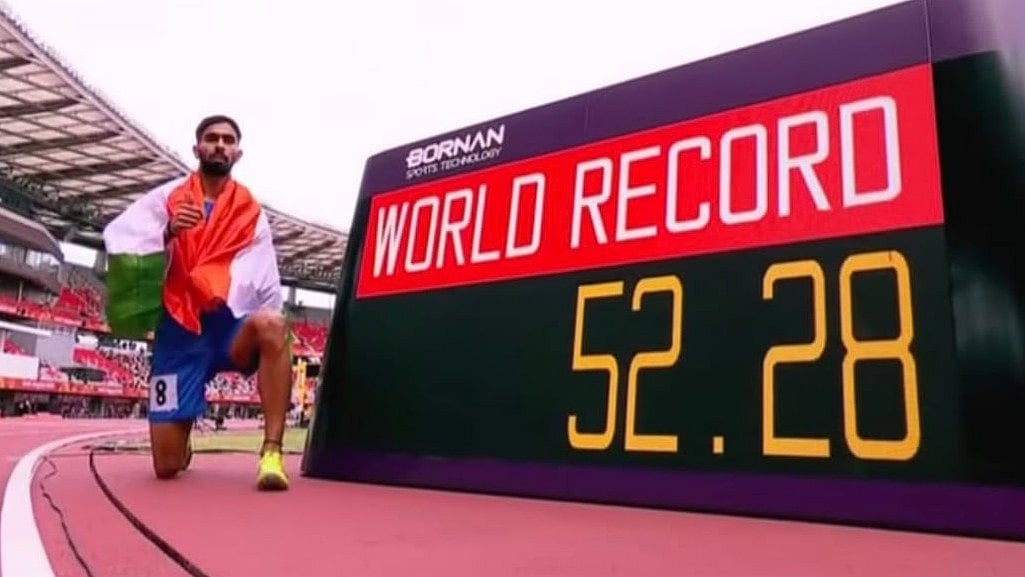 Sandeep clocked 52.28 seconds in the men's 400m T64 final. - SAI