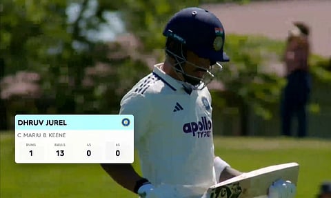 Dhruv Jurel: Leading India A, Jurel failed to rescue his struggling side, managing just one run off 13 deliveries before falling to Keene.