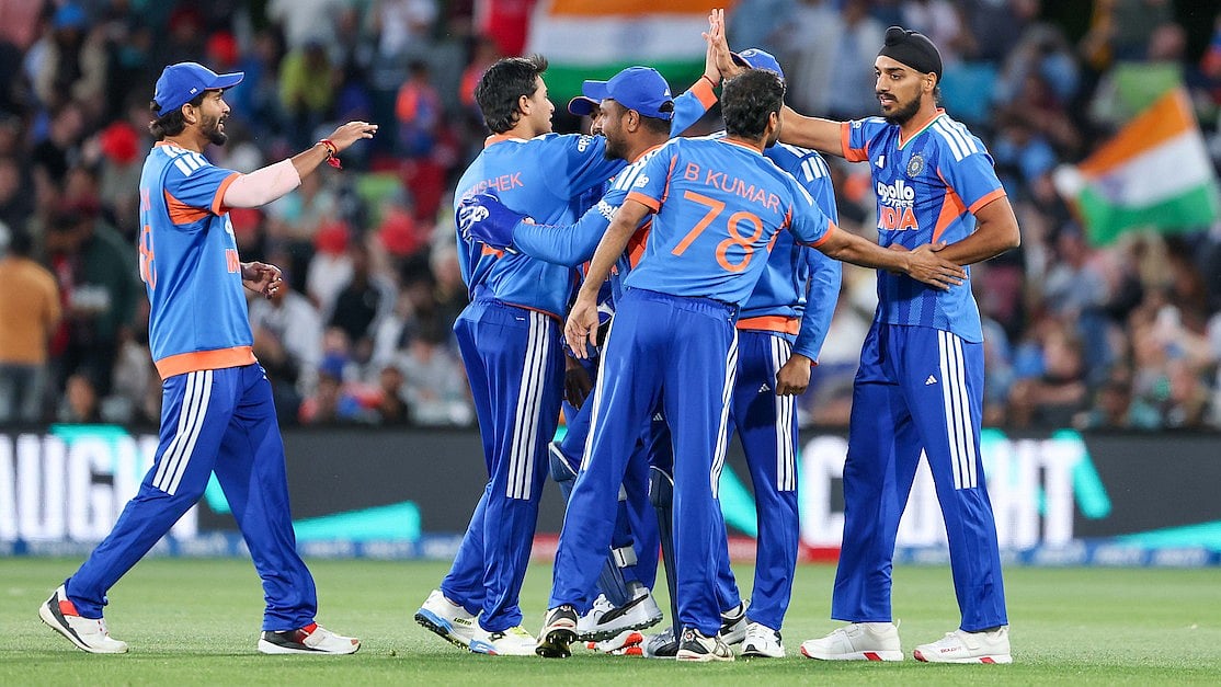 India men's cricket team during the second T20I against New Zealand on Saturday. - | Photo: X/@BCCI