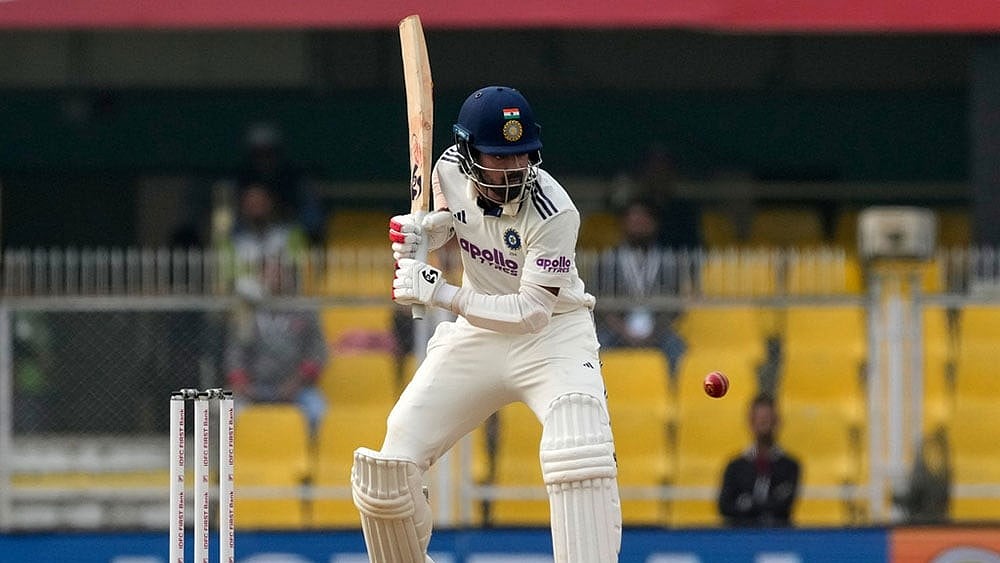 India's KL Rahul plays a shot on the second day of the third cricket test match between India and South Africa in Guwahati. - Photo: AP/Anupam Nath