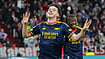 AP Photo/Martin Meissner : Arsenal's Declan Rice celebrates after scoring his side's second goal during the Champions League opening phase soccer match between Bayern and Arsenal in Munich, Germany.