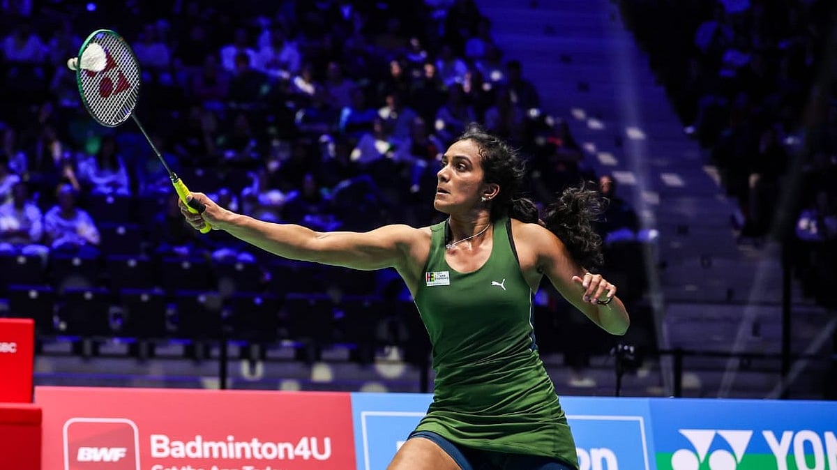 PV Sindhu during her match - | Photo: Badminton Photo