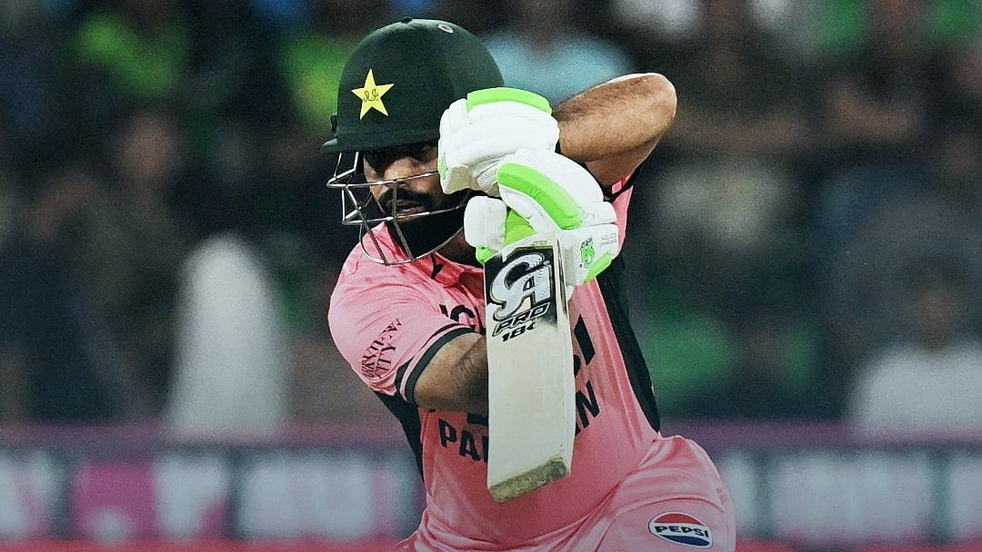 Pakistan's batter Shadab Khan during his innings against England on Sunday, October 25. - | Photo: X/ICC