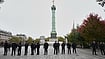 France Protests: NFL Shuts Paris Fan Zone Amid Security Fears Ahead Of Saints-Steelers Clash (AP Photo/Emma Da Silva) : Police officers patrol the empty Place de la Bastille ahead of a demonstration against rising living costs in Paris, Saturday, Oct. 24, 2026.