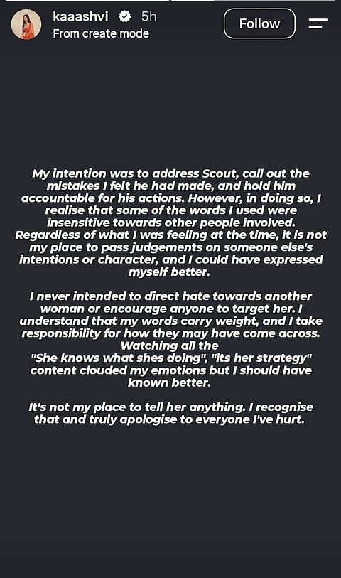 Kaashvi's apology