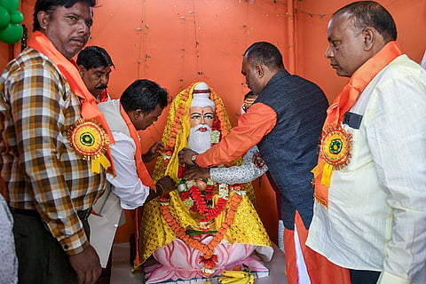 People pay tributes to Maharishi Valmiki on his birth anniversary, in Dehradun.