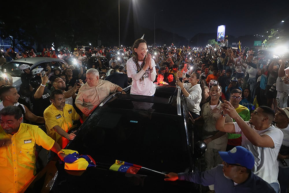 Venezuelan opposition leader and Nobel Peace Prize laureate Maria Corina Machado arrives in Caracas following her return to the country after months abroad, Sunday, Oct. 25, 2026. - | Photo: AP/Javier Campos