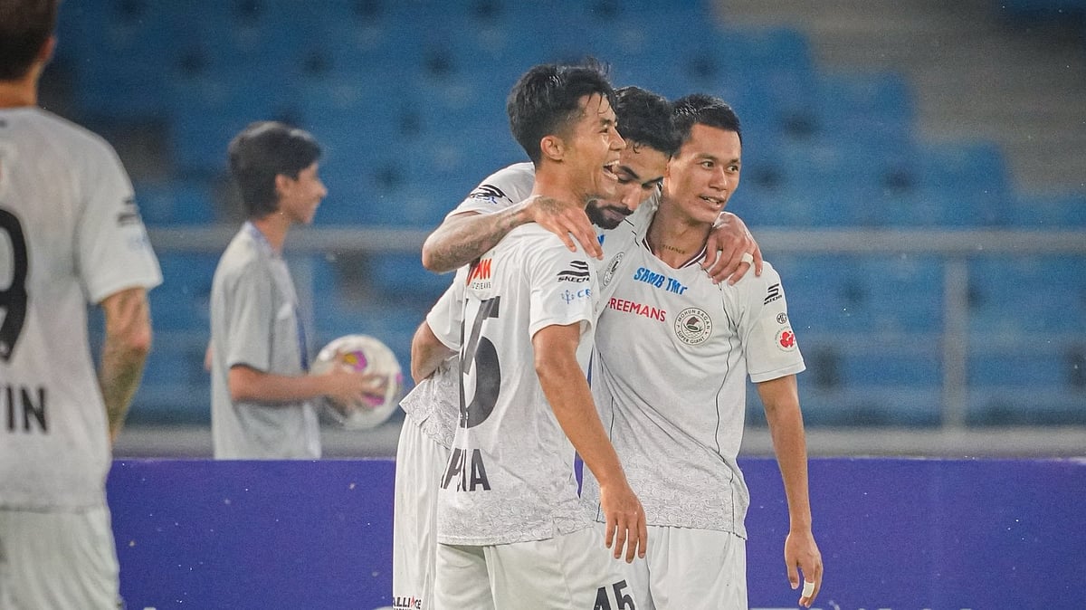Mohun Bagan footballers celebrating after a goal against SC Delhi in ISL 2026-27.  - mohunbagansg/X