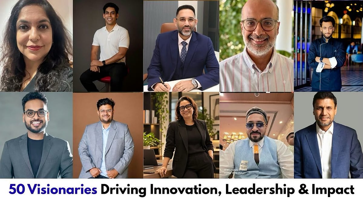 Collage of business visionaries driving innovation and leadership