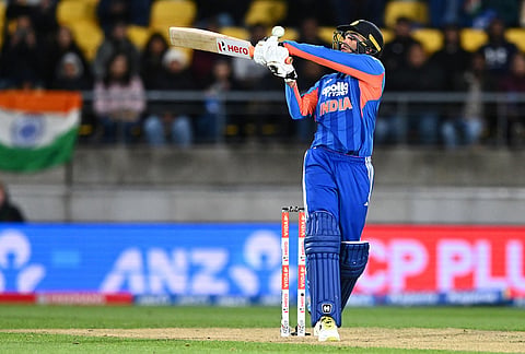 India's Abhishek Sharma bats during the third T20 cricket international match between New Zealand and India in Wellington, New Zealand, Tuesday, Oct. 27, 2026.  