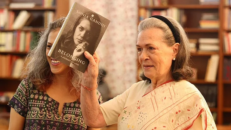 Congress Parliamentary Party Chairperson (CPP) and MP Sonia Gandhi, right, during the unveiling of her upcoming book 'Belonging: A Journey of Love', as she makes her debut on Instagram, in New Delhi.
- File Photo: AICC