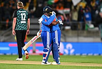 Abhishek Sharma’s Blistering Ton Powers India To Series-Sealing Victory Over New Zealand | Photo: Kerry Marshall/Photosport via AP : India's Abhishek Sharma celebrates his hundred with teammate during the third T20 cricket international match between New Zealand and India in Wellington, New Zealand, Tuesday, Oct. 27, 2026.