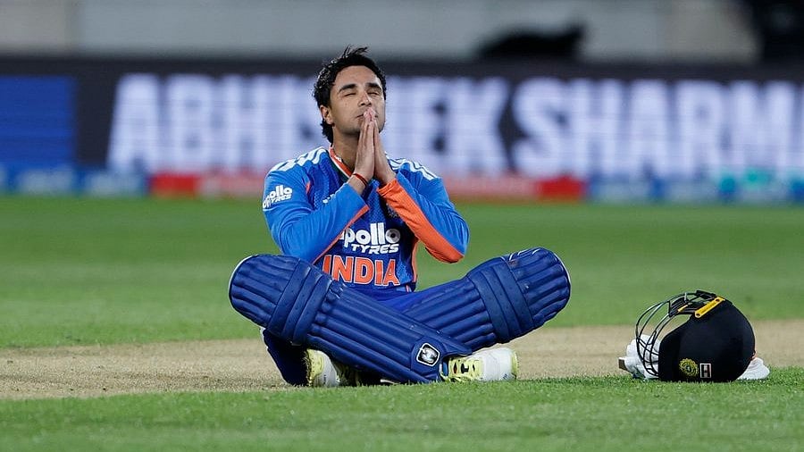 Abhishek Sharma celebrating his 35-ball hundred against New Zealand in the third T20I on Tuesday, October 27 - | Photo: X/BCCI