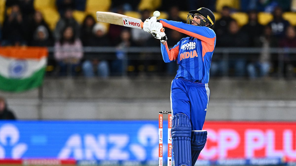 India's Abhishek Sharma bats during the third T20 cricket international match between New Zealand and India in Wellington, New Zealand, Tuesday, Oct. 27, 2026 - (Kerry Marshall/Photosport via AP)