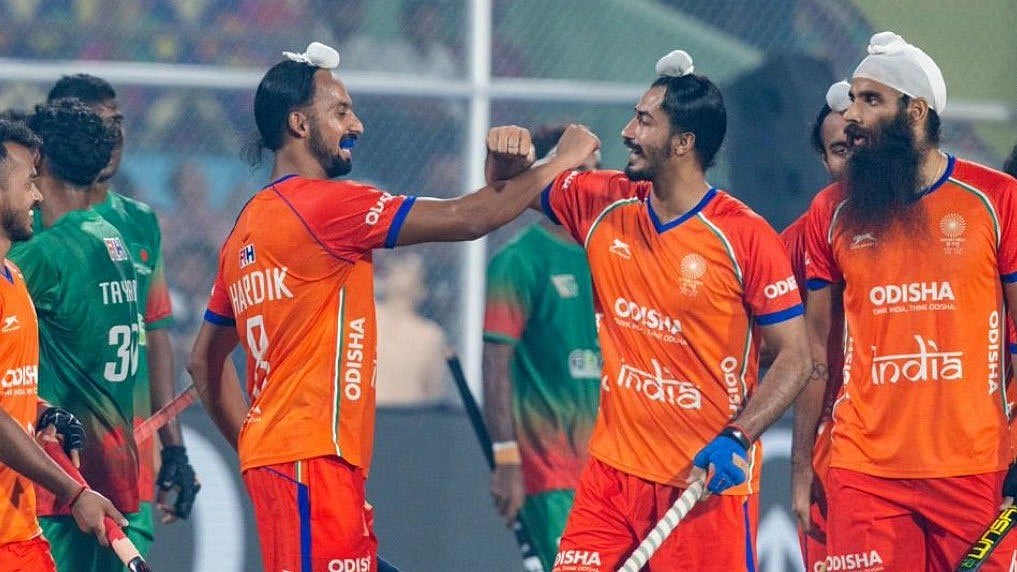 India began their Asian Champions Trophy title defence with a 13-0 win over Bangladesh in Jalandhar. - TheHockeyIndia/X