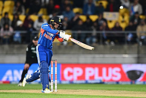 India's Abhishek Sharma bats during the third T20 cricket international match between New Zealand and India in Wellington, New Zealand, Tuesday, Oct. 27, 2026. 