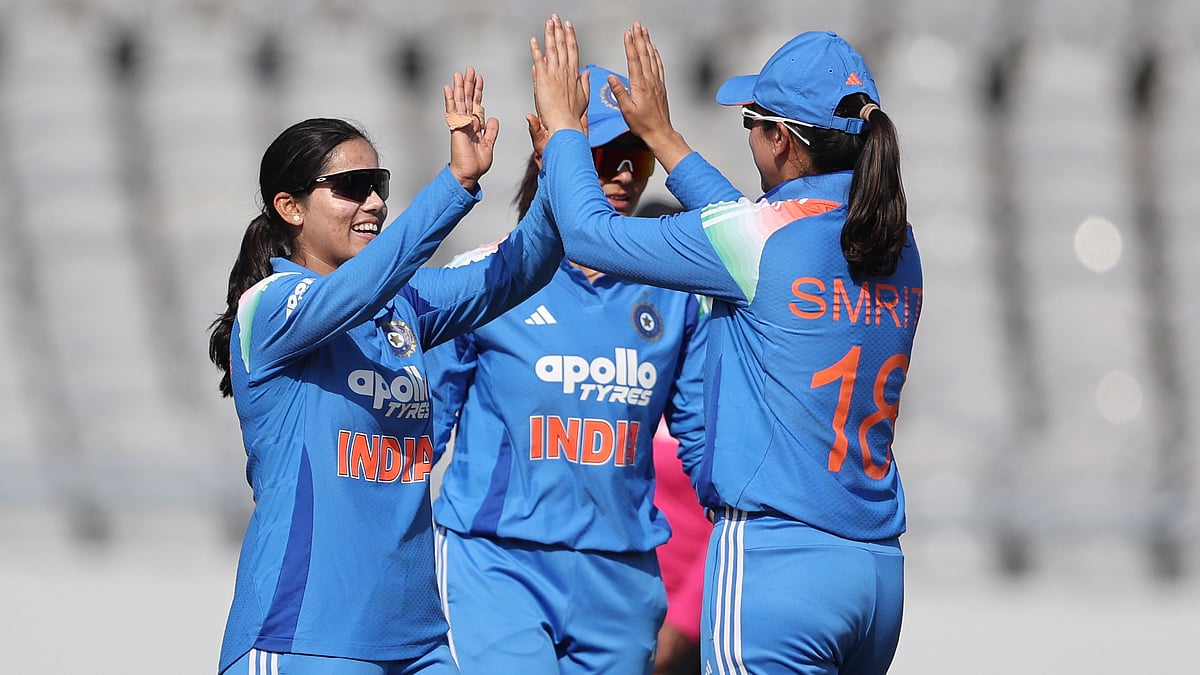 Vaishnavi Sharma celebrating as she dismisses Moderter Mupachikwa in the third ODI against Zimbabwe Women - | Photo: X/BCCI