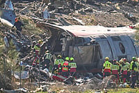 Spain Train Crash In Photos: Emergency Teams Respond After Two Trains Collide | Photo: AP/Manu Fernandez : Emergency services work at the scene of a collision between two trains in Urda, Spain, Wednesday, Oct. 28, 2026.