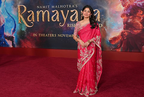 Sai Pallavi arrives at the premiere of "Ramayana" on Tuesday, Oct. 27, 2026, at the Academy Museum of Motion Pictures in Los Angeles. 