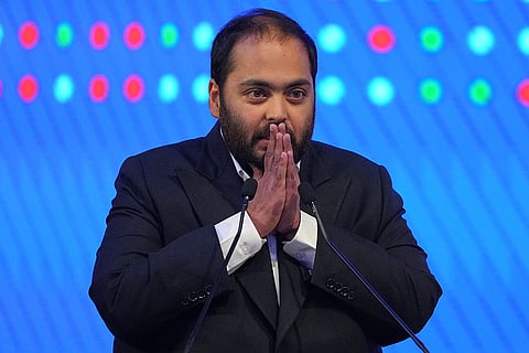 Anant Ambani, a non-executive director of Jio Platforms Ltd., reacts as he delivers a speech during the initial public offering (IPO) listing ceremony of Reliance Industries' Jio Platforms at the National Stock Exchange (NSE) in Mumbai, India, Wednesday, Oct. 28, 2026.