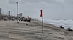 Cyclone Arnab Kills Three in Andhra Pradesh as 55,000 Evacuated After Landfall PTI Photo : Red warning flags hoisted along the shoreline to restrict visitors from entering the sea as high tidal waves and rough weather prevail under the impact of Cyclone 'Arnab', at Puri beach